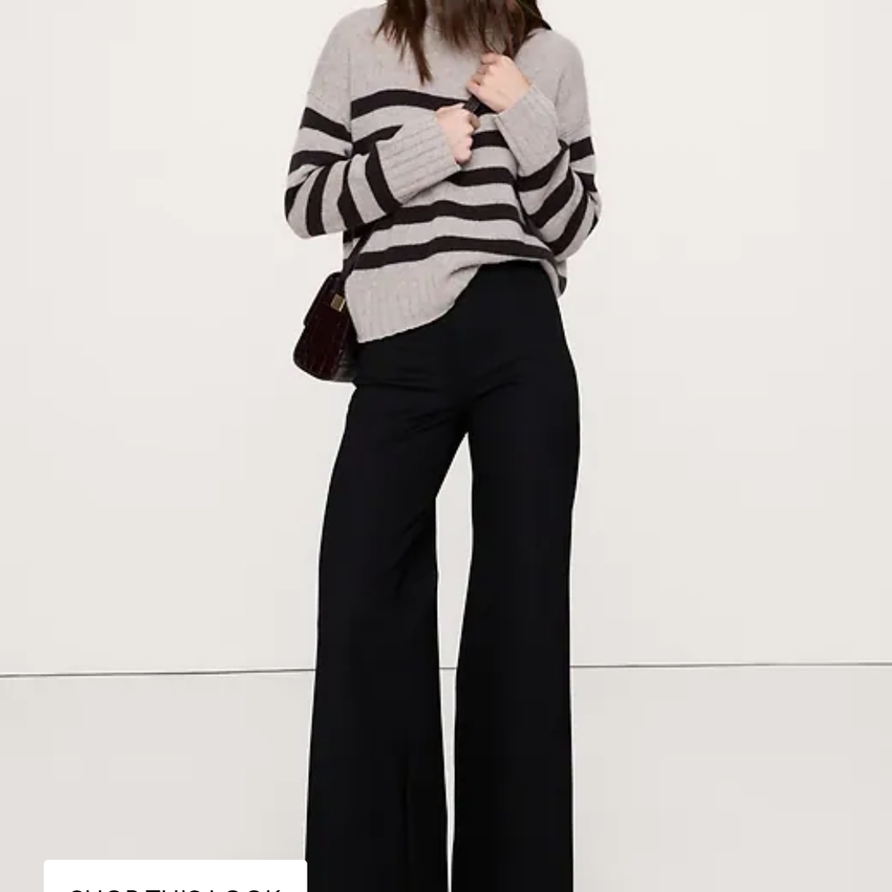 Banana Republic Navy Ponte Wide-Leg Pants